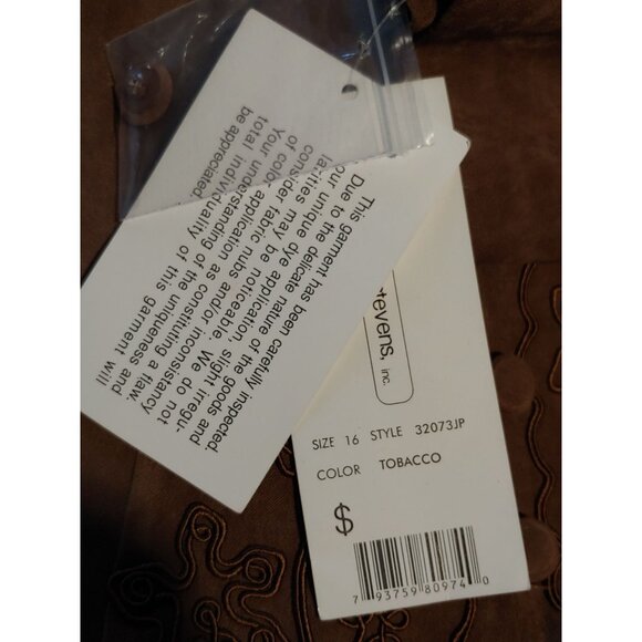 Karin Stevens Vintage Faux Suede Dress/Attached Jacket Tobacco Church Modest 16 - Picture 12 of 12